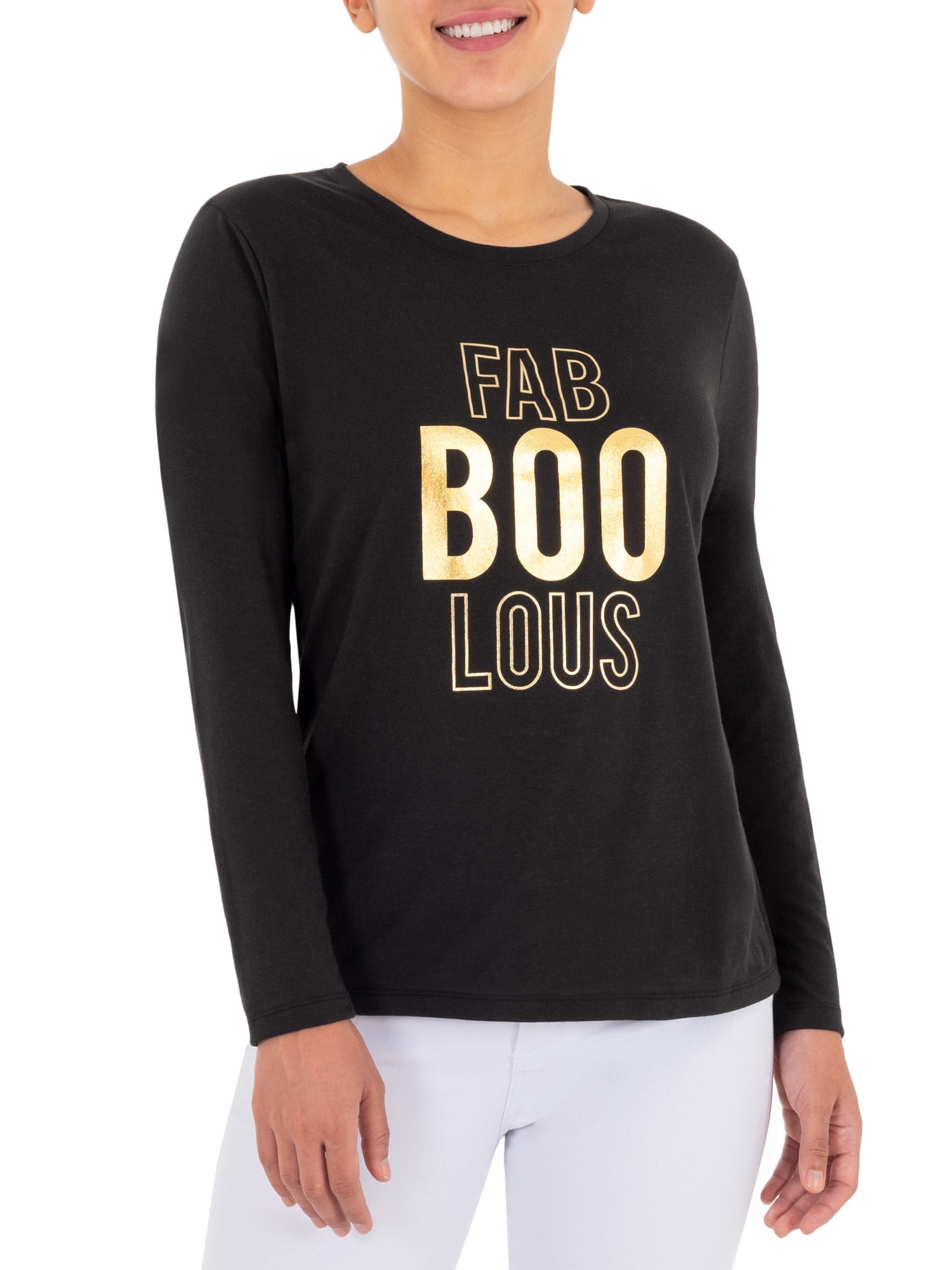 Way To Celebrate Women's Long Sleeve Halloween Graphic Tshirt