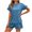 Blue, variant on Women's Tops Two Piece Set 2026 Summer Lounge Tracksuit Outfits Shorts And Short Sleeve Tops Knitted Clothes Ndbuld Blue XL