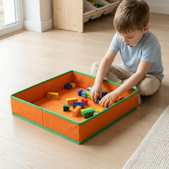 Fzaqwen Foldable Nonwoven Sensory Bin, 50x50cm, 8cm Height Sides, 1 Pack, Kids Sand Play Tray for Toy Storage