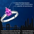 thumbnail image 2 of Gem Stone King 10K White Gold Pink Created Sapphire Engagement Ring for Women | 0.98 Cttw | Pear Shape 8X5MM | Gemstone September Birthstone | Size 5, 2 of 6