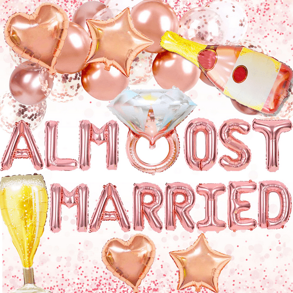 Rose Gold Almost Married Banner Balloons Almost Married Sign Decoration for Engagement Sign Wedding Rehearsal Decorations Celebrations Party Decor Supplies