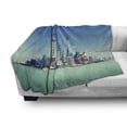 thumbnail image 3 of China Cityscape Soft Flannel Fleece Throw Blanket, Shanghai Skyline Pudong River Scene Skyscrapers Modern Image, Cozy Plush for Indoor and Outdoor Use, 70" x 90", Mint Green Blue Grey, by Ambesonne, 3 of 6