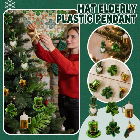St Patrick Day Decorations, Irish Gnome Ornament with Green Hat, 4" Hanging Leprechaun Figurine for Tree Table Shelf Door Wall Home Decor Party Easter Decor A