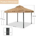 thumbnail image 6 of Ainfox 10x10 Thatched Tiki Pavilion Gazebo, Patio Gazebo with Straw Thatch Roofing, Hawaiian Style Steel Frame, 6 of 8