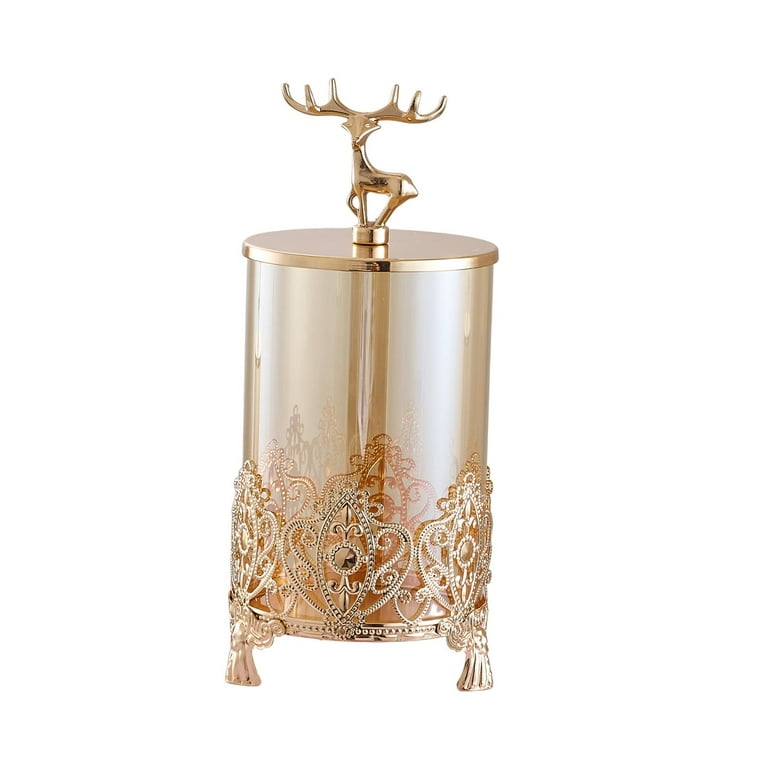 glass cookie jar with decorative deer