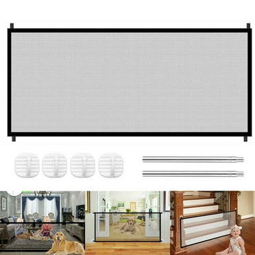 Retractable Baby Gate, Extra Wide Safety Kids or Pets Gate, Mesh Safety Dog Gate for Stairs, Indoor, Outdoor, Doorways, Hallways