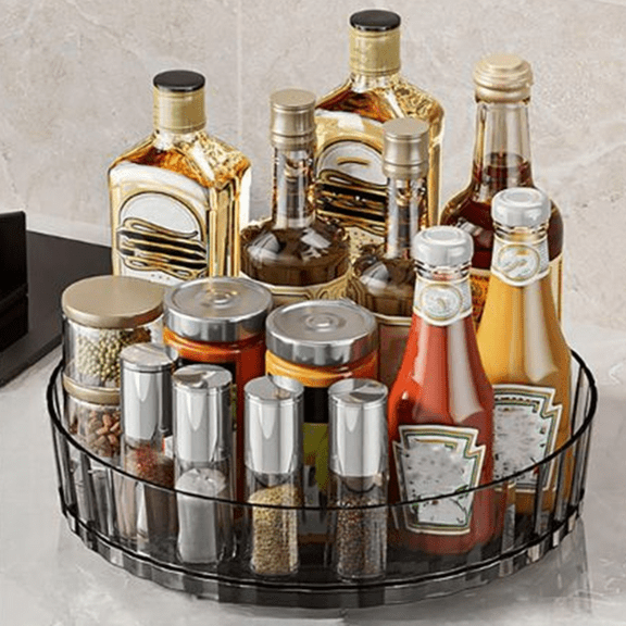 Bxaolu 1 Pack Lazy Susan Organizer Turntable for Cabinet, Pantry Organizers and Storage, Rotating Condiment Organizer for Kitchen, Table Top, Fridge, Countertop, Spice Organization, 8.25", Gray