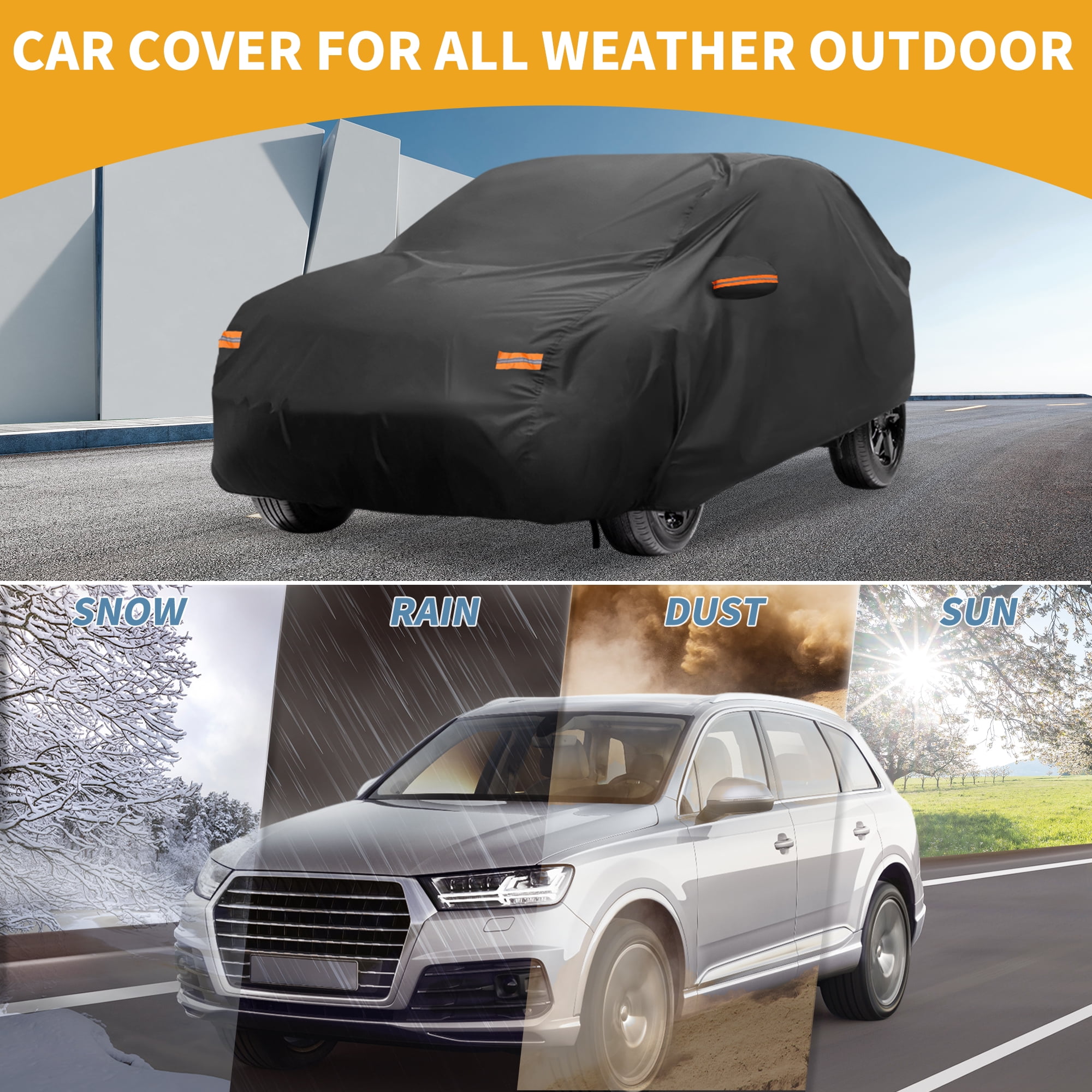 Unique Bargains All-Weather Waterproof Vehicle Cover 190T-PU for Ford Focus Sedan
