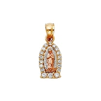 14k Yellow Gold Cubic Zirconia Religious Pendant Necklace 9x15mm Pendant for Women - 1.0 Grams