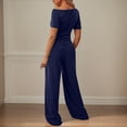 thumbnail image 3 of Pantalones anchos de mujer, traje de dos piezas: cintura elástica, cordón, diseño estampado, mezcla de lino ligero, conjunto de top y pantalón, tallas S-XXL., 3 of 6