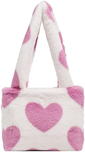 PIKADINGNIS Fluffy Shoulder Bag for Women Y2K Fuzzy Tote Bag Large