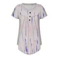 thumbnail image 5 of Savings Clearance 2025! asdoklhq Womens Plus Size Tops Clearance,Women Plus Size V-neck Tie-dye Print Button Short Sleeve Tops T-Shirt Blouse, 5 of 6