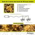thumbnail image 3 of Luces serie 112 led star burst Artego con 2 ramos de 40cm de diámetro unidos de 56 leds ALPHA Decoración Navidad eventos bodas LED christmas string lights waterproof 8 modos uso temporizador, 3 of 7