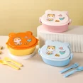thumbnail image 2 of Boîte à Lunch en Forme de Chat Mignon Récipient Alimentaire à Double Couche avec Fourchette et Cuillère Boîte Bento pour Enfants Bleu, 2 of 6