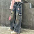 thumbnail image 5 of KEXE Baggy Jeans Kids Size 7 Girls Clothes Girls Jeans Denim Elastic Wasit Wide Leg Baggy Pants Kids Clothes 11-12 Years Pink, 5 of 9