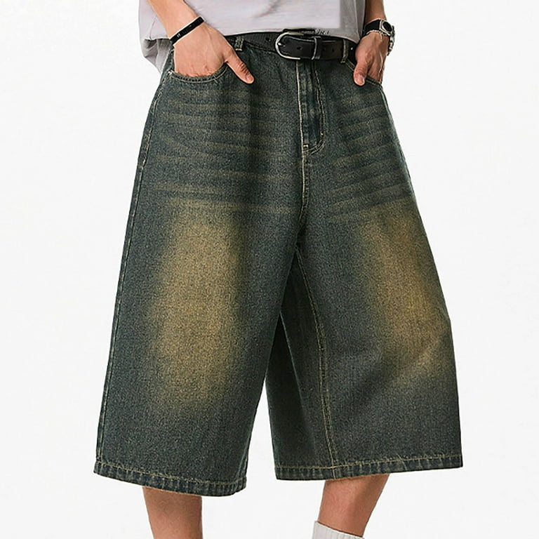 Muscularfit Blue Baggy Jeans Denim Men Capri Pants Culottes