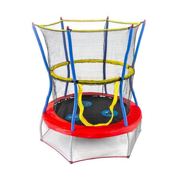 SKYWALKER TRAMPOLINES 48 Inch Indoor Mini Trampoline for Kids and Toddlers with Net Enclosure and Handlebar, Durable Steel Frame, Safety Padding up to 100LB, Zoo Adventure