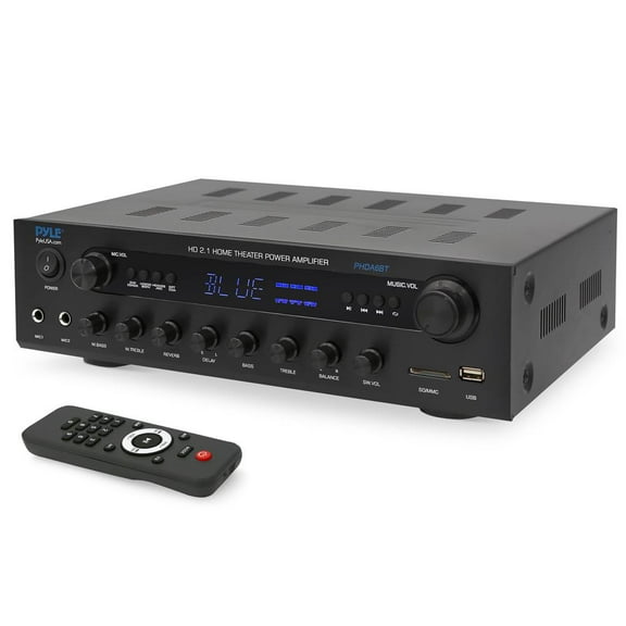 Pyle PTA44BT Bluetooth Home Theater Amp, 500W 4-Channel Stereo Receiver ...