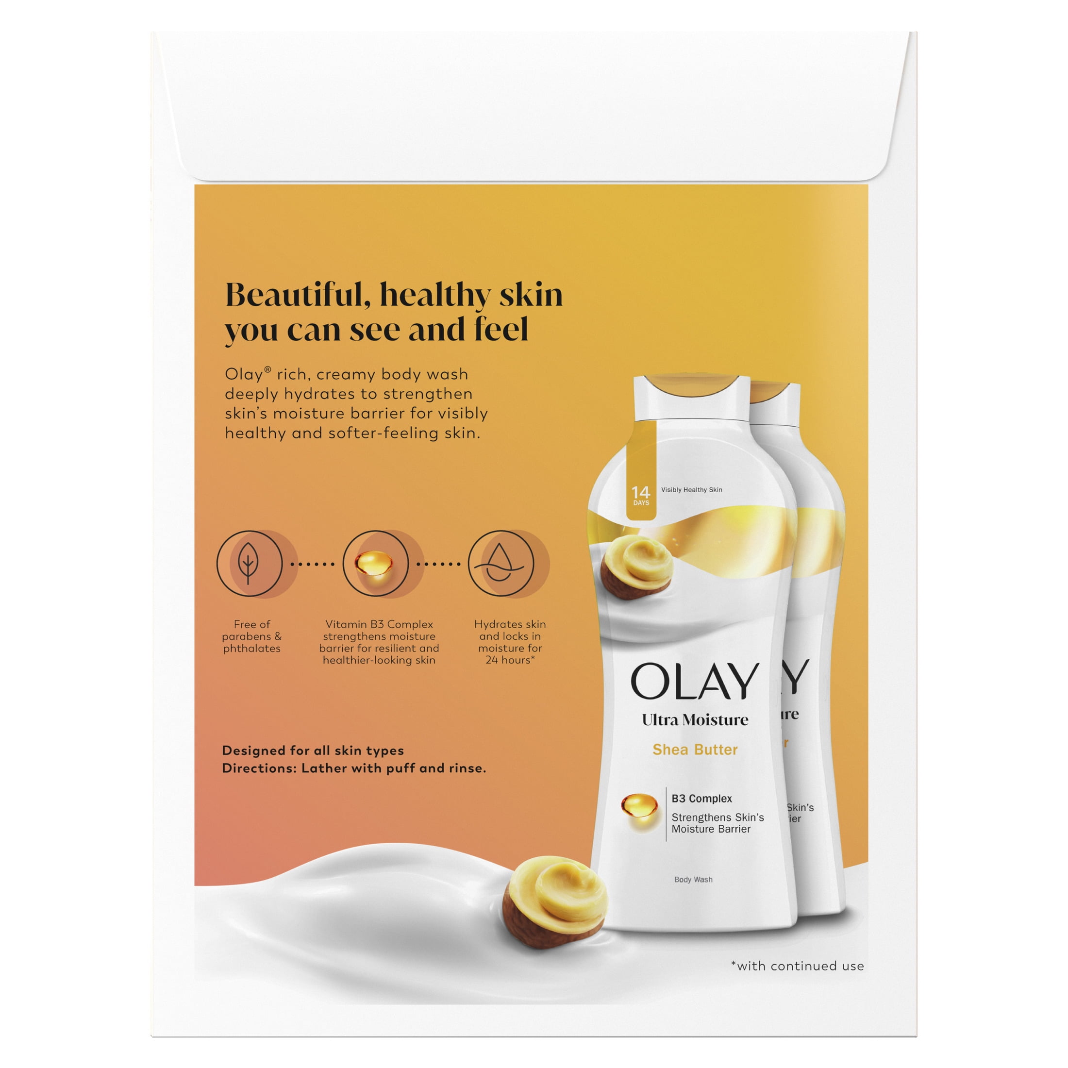 Olay Ultra Moisture Body Wash with Shea Butter, 22 fl oz, Pack of 2