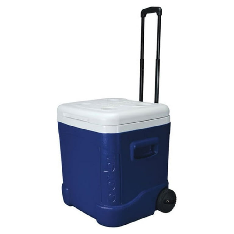 Igloo Ice Cube 60 Qt Rolling Cooler with Molded Drink Holders