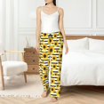 thumbnail image 4 of Pajama Pants Women, yellow sunflowers black white striped Sweatpants Soft Sleep Lounge Pants, Casual PJ Bottoms Pants with Pockets, 4 of 7