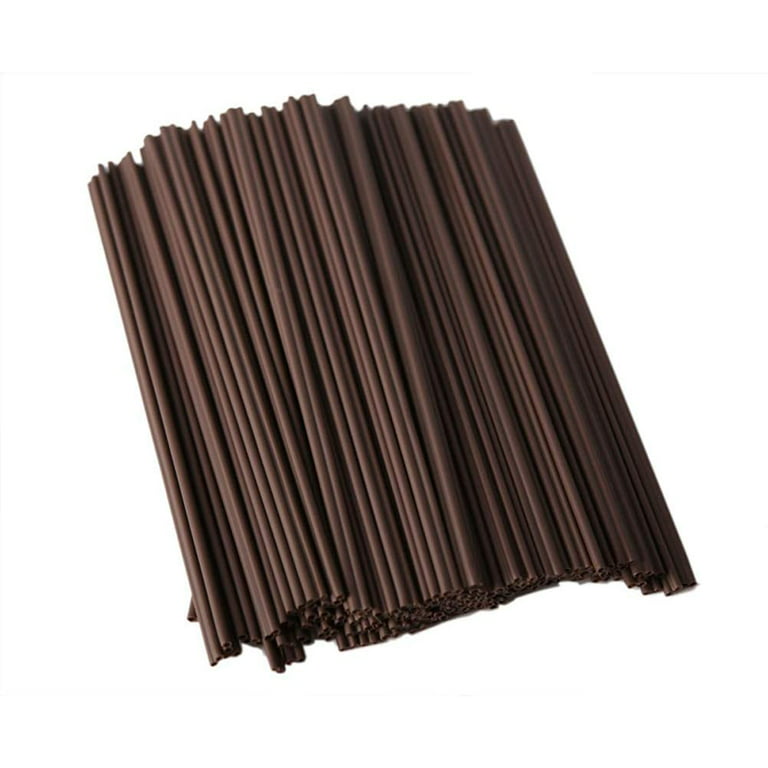 100 Bulk Pack] 7 Inch Plastic Sip Stirrers/Straws - Disposable Stir Sticks  for Coffee & Cocktail - Brown 