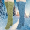 thumbnail image 2 of Besolor 2 Pairs Over Knee Fuzzy Socks, Plush Slipper Stockings, Cozy Long Leg Warmers for Women, Winter Home & Sleeping Socks, 2 of 3
