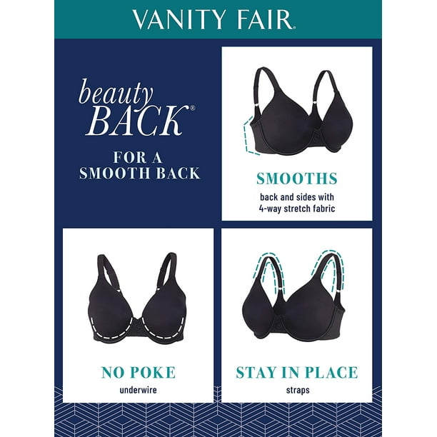 Women's Vanity Fair 76380 Beauty Back Full Figure Underwire Bra (Coconut  White Lace 42D) 