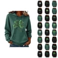 thumbnail image 1 of Chandails à Capuchon pour Femmes de la Saint-Patrick 2026 à Manches Longues avec Graphique de Trèfle et Poches, 1 of 5