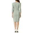 thumbnail image 3 of INSPIRE CHIC Women's Plaid Dress Square Neck 3/4 Sleeve Bodycon Midi Work Dress XS Green, 3 of 6