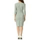 thumbnail image 3 of Vestido de trabajo midi ajustado de mujer con cuello cuadrado y mangas 3/4, a cuadros, XL, verde, 3 of 6