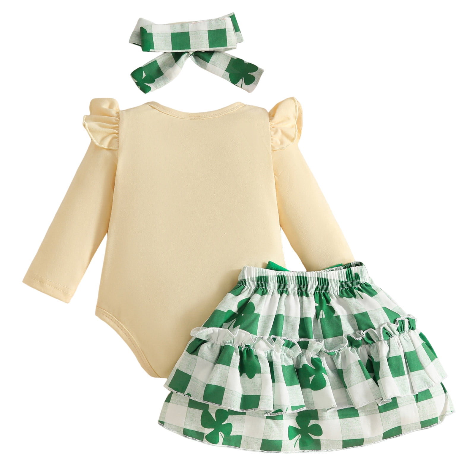Tennyeal Baby Clothes For Girls Baby Girl St Patricks Day Outfit Romper Tutu Skirt 0 18 Month Girl Baby Dress for 12-18 Months,White