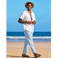 thumbnail image 4 of COOFANDY Men's Baggy Capri Trousers Drawstring Vacation Linen Summer Beach Pants, 4 of 6
