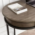 thumbnail image 3 of Pemberly Row Oval Wood & Metal Leg Home Office Desk with Drop Down Drawer in Oak, 3 of 3