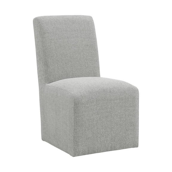 FurniFact Gray Upholstered Dining Chairs Set of 2 with Solid Wood and Casters