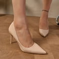 thumbnail image 4 of SCHUHLAND Elegant Ladies Nude Patent Leather Pointed Toe Stiletto High Heels Pumps for Party & Dress, Plus Size, 4 of 16