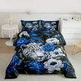 thumbnail image 2 of Manfei Wild Cheetah Full Size Comforter Sets,Jungle Animal Bedding Comforter Set,Blue Country Floral Bedding Sets For Girls Kids,Microfiber Bedroom Decor Reversible,3pcs, 2 of 8