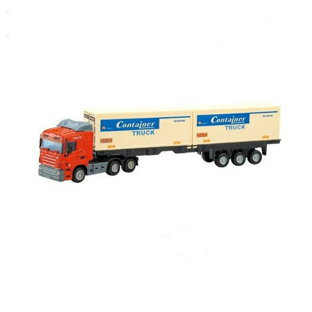 Inertial Container Trailer Truck Toys 1:64 Alloy Container Car Model Pull Back Car Toy for Gift Collection