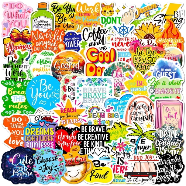 Paquete de pegatinas con citas inspiradoras, 50 unidades, Colorful Motivati