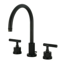 Kingston Brass KS8920KNL Convergent Two-Handle 3-Hole Deck Mount Widespread Bathroom Faucet with Knurled Handle and Brass Pop-Up in Matte Black
