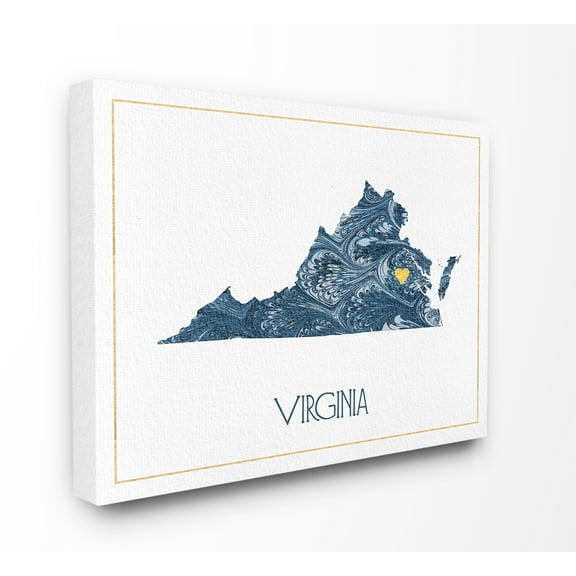 The Stupell Home Decor Virginia Minimal Blue Marbled Paper Silhouette Canvas Wall Art