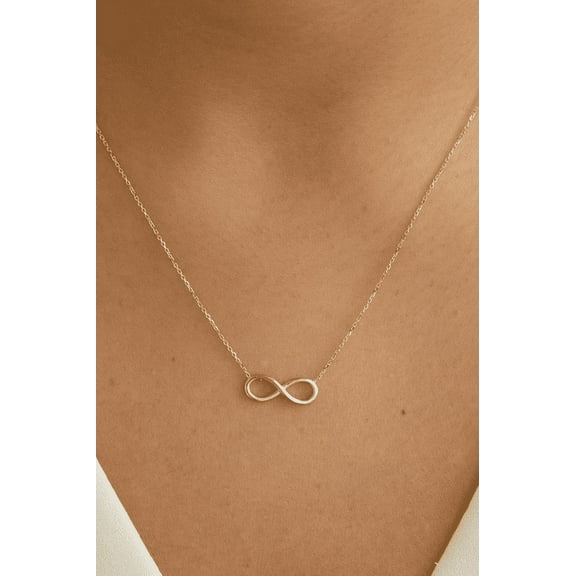 Women's Beautiful Charm İnfinity Necklace in 14k Yellow Gold Plated