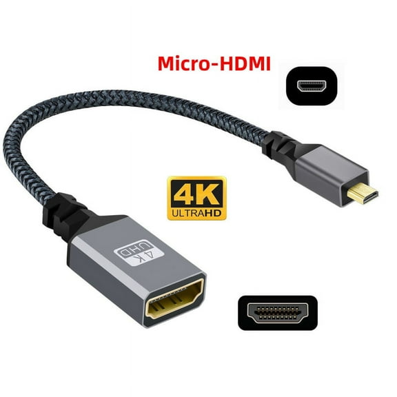 FVH 4K Type-D Micro HDMI 1.4 Male to HDMI Female Extension Cable for DV MP4 Camera DC Laptop