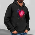 thumbnail image 2 of Goodeals Clearance Sales,Color Block Heart Graphic Hoodies for Men Fleece Pullover Hoodie Loose Fit Soft Hooded Sweatshirt Trendy Valentines Day Hooded(Black,S), 2 of 5