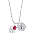 thumbnail image 1 of Delight Jewelry Silvertone Love with Red Paw Silvertone Script Initial Disc - E - Charm Necklace, 20"+3", 1 of 4
