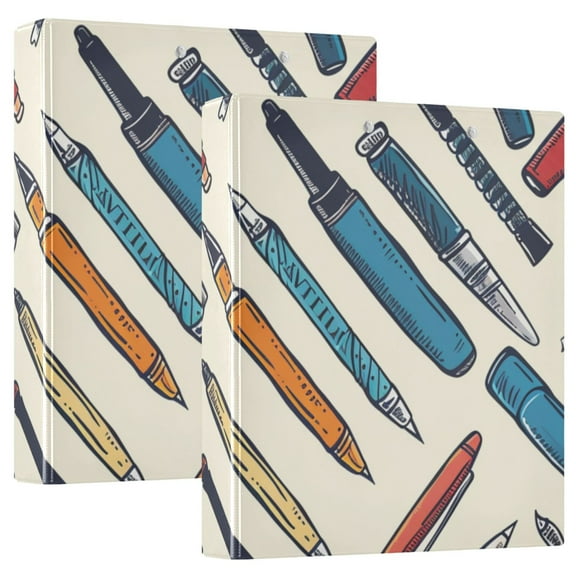 Pens 3 Ring Binders 1.5 inch Hardcover File Folders with Interior Pockets A4 Size Organizer for School Office Hospital