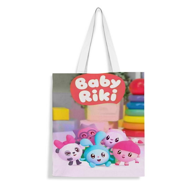 Baby Riki Bolso de tela con estampado de lienzo para mujer, bolsa de compras reutilizable y estética, con cremallera interior, regalo para mujer,40*45cm.