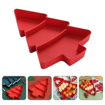 TEHAUX Festive Red Christmas Tree Food Serving Plate with Compartments for Nuts Candies and Snacks