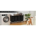 thumbnail image 4 of Multi-Bag Rolling Laundry Hamper with Removable Oxford Bags – 4-Bag Configurations, 43.5 L Capacity, Portable Laundry Room Organizer with Wheels, Rustic Brown & Black, 4 of 9
