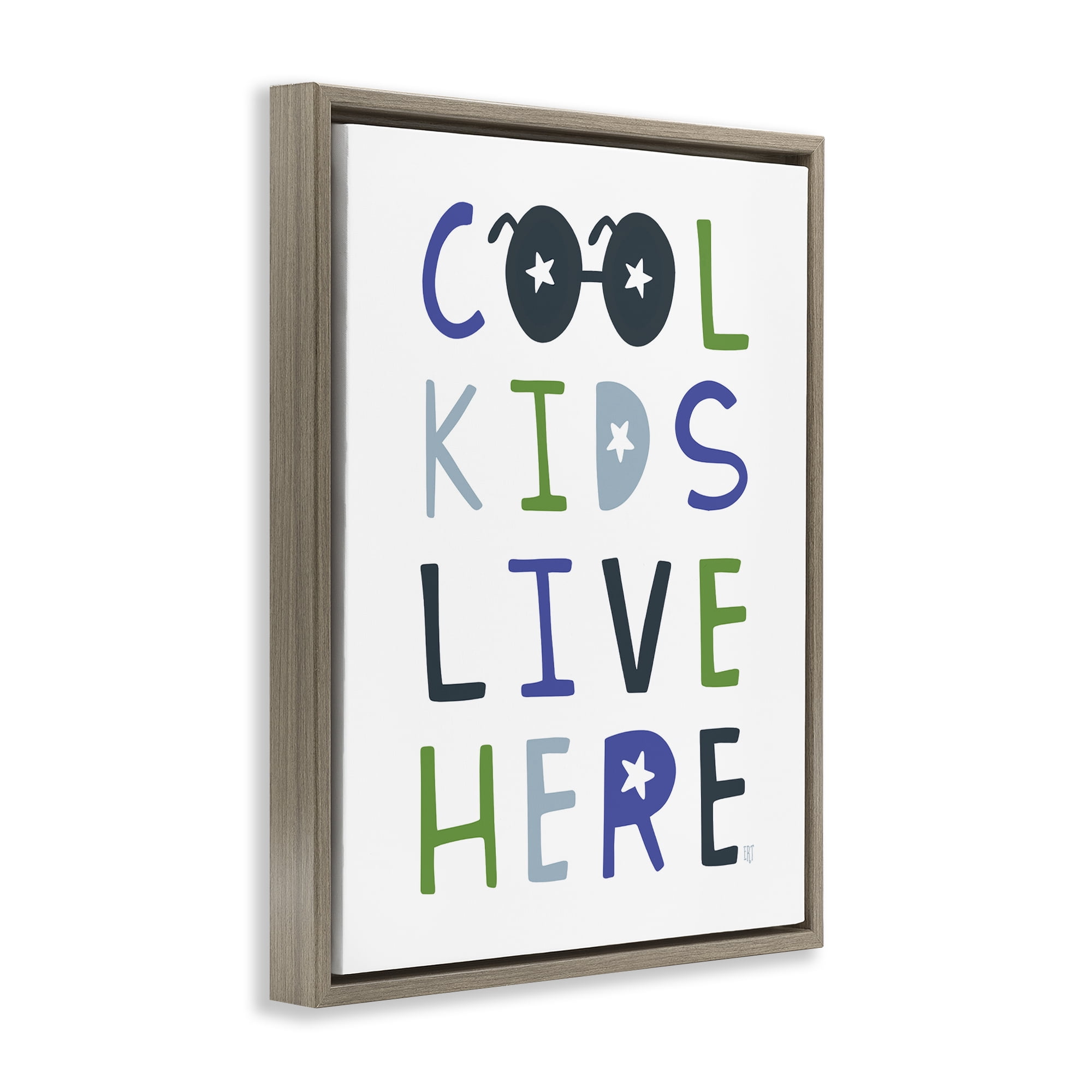 Stupell Industries Cool Kids Live Here Brown Framed Floater Canvas Wall Art, design by Elizabeth Tyndall